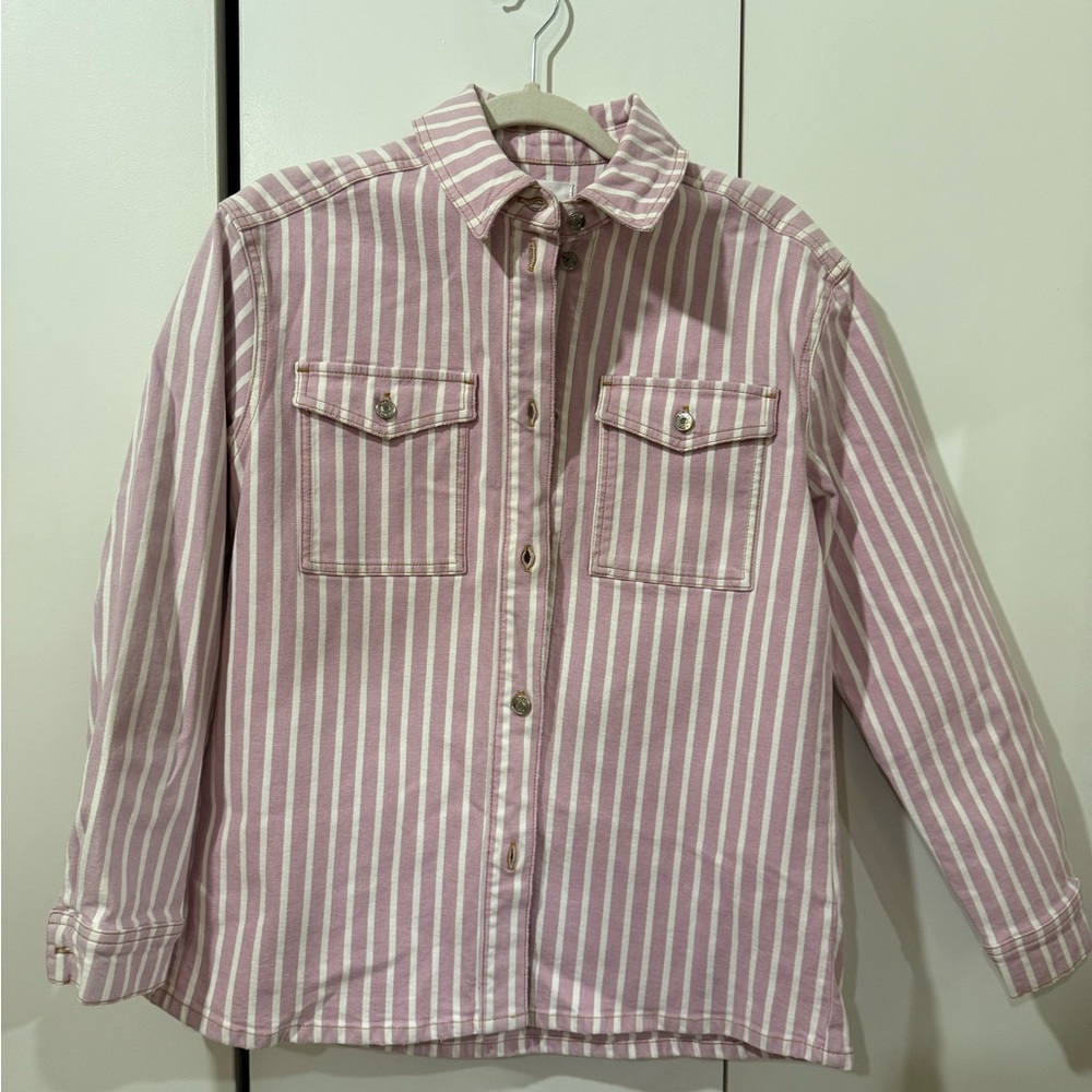 ba&sh Pink and White Striped Button Down Overshirt
NWT